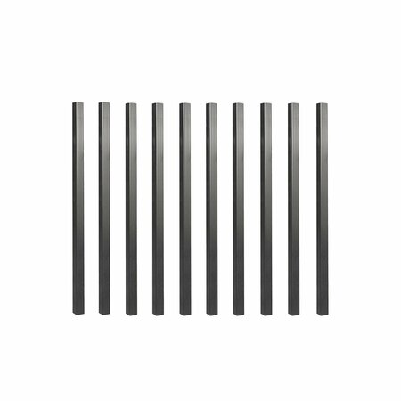 NUVO IRON 26 in LONG x 3/4 in WIDE BLACK SQUARE TUBING GALVANIZED STEEL BALUSTERS, 10PK SQPS26
